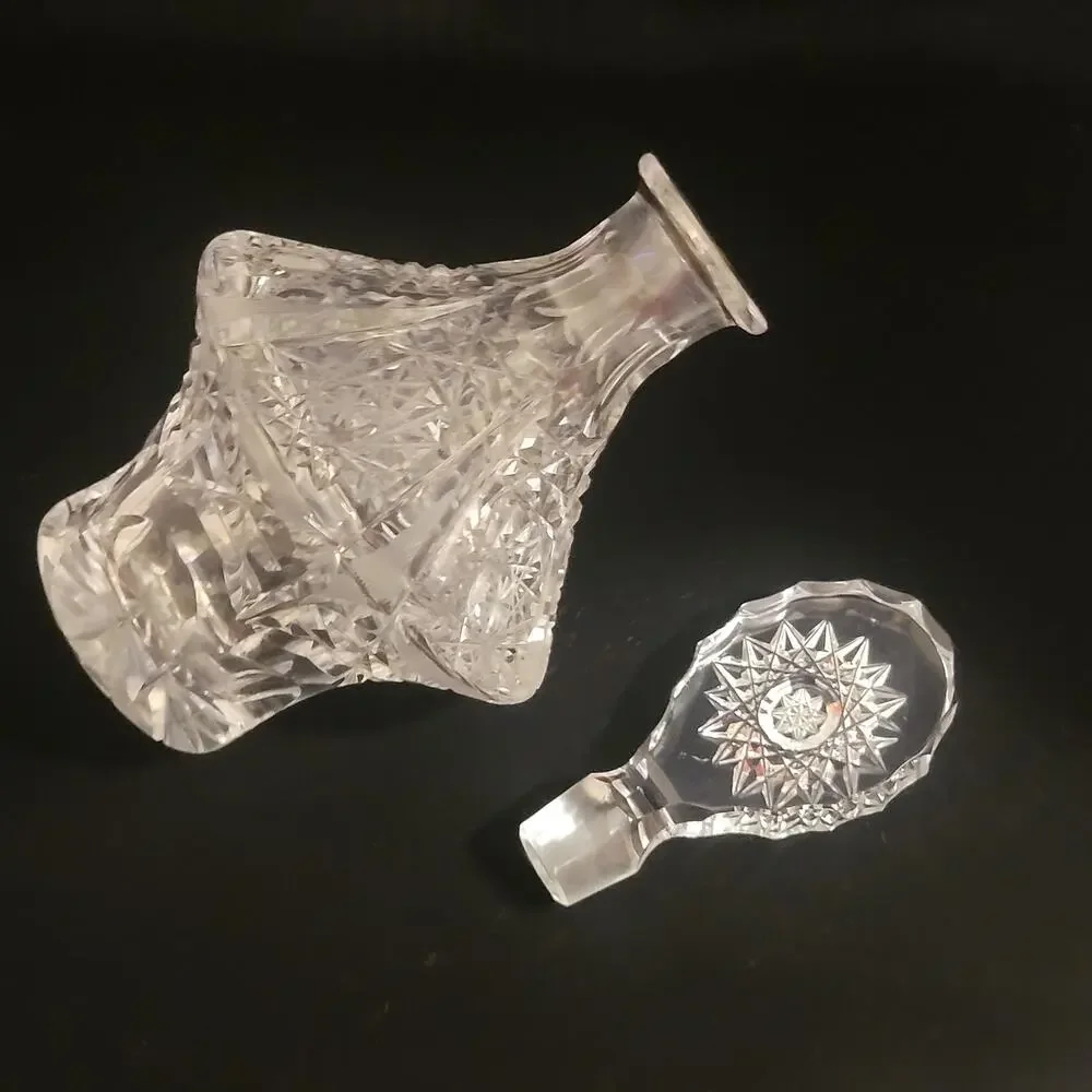 Vintage USSR Soviet-era cut crystal glass decanter Carafe with stopper